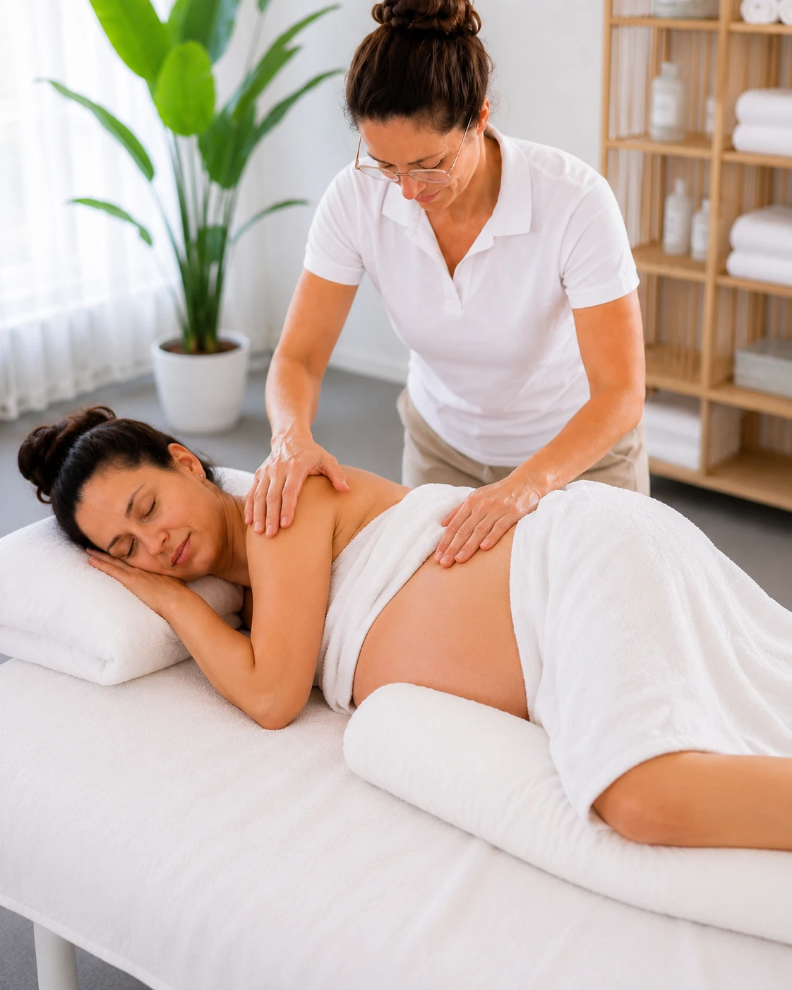 Schwangerschaftsmassage in Seitenlage an der Brühlgasse in St. Gallen